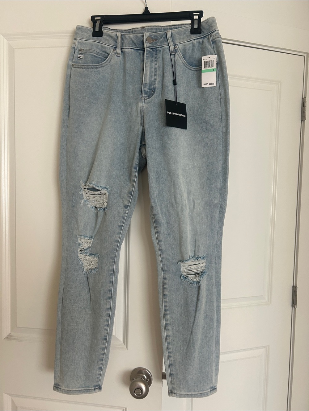 For Love And Lemons Light Blue Distressed Boyfriend Jeans